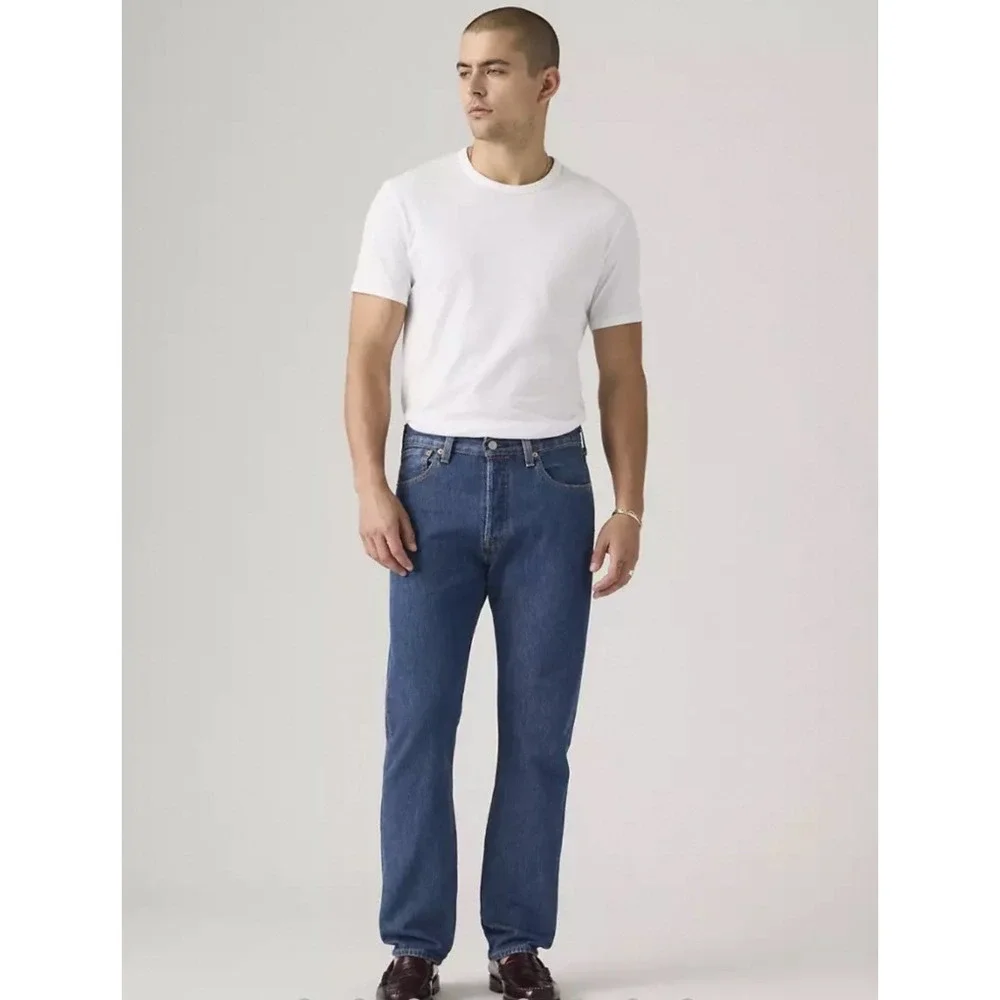 NWT Levis 501 Original‎ Fit Mens Button Fly Jeans Dark Wash 34x32